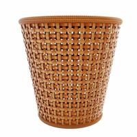 Waste bins made of bamboo, wicker wood, handicrafts for garbage And decorate the house from design work on a white background with clipping path. 3D Rendering photo