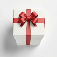 AI generated 3d render of a gift box with bow on isolated white background photo