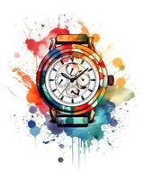 AI generated View of a watercolor watch Design photo