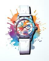 AI generated View of a watercolor watch Design photo