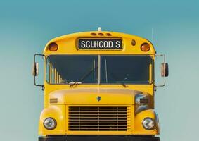 AI generated Front view of a yellow school bus. AI Generated photo