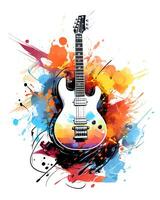 AI generated View of a watercolor guitar Design photo