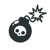 Bomb flat icon with burning fuse vector