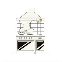 Vector illustration of an electric stove with a gas burner. Flat line style.