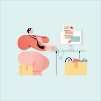 Businessman working at the office. Vector illustration in flat style.