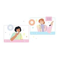 Video call with doctor and patient. Vector illustration in flat style.