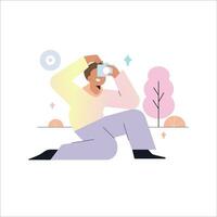 Photographer with camera. Vector illustration in a flat style. A man with a camera.