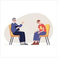 Psychotherapist working with patient. Vector illustration in a flat style