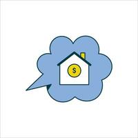 House with dollar sign in speech bubble. Vector icon on white background