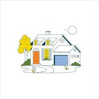 house in the garden. vector illustration