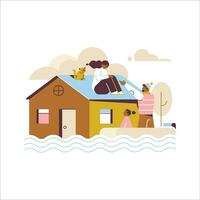 Vector illustration of family life on the beach. Flat style design.