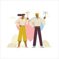 Male and female characters in love. Man and woman in love. Vector flat illustration