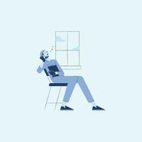 Man reading a book at home. Vector illustration in flat style.