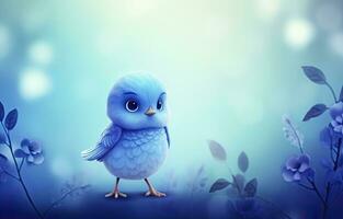 AI generated Cute little bird with a  nature background.  AI Generated. photo