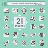 Sticker line cut Set Future Technology. related to Education symbol. simple design editable. simple illustration vector