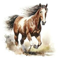 AI generated Horse running in watercolor design. AI Generated photo