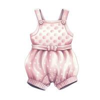 AI generated Pink baby girl romper in watercolors on a white background. AI Generated photo