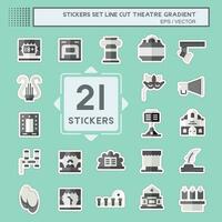 Sticker line cut Set Theatre Gradient. related to Entertainment symbol. simple design editable. simple illustration vector