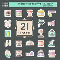 Sticker Set Theatre Gradient. related to Entertainment symbol. simple design editable. simple illustration vector