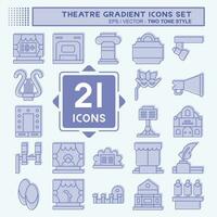 Icon Set Theatre Gradient. related to Entertainment symbol. two tone style. simple design editable. simple illustration vector