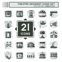 Icon Set Theatre Gradient. related to Entertainment symbol. comic style. simple design editable. simple illustration vector