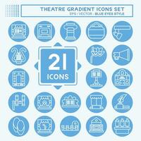 Icon Set Theatre Gradient. related to Entertainment symbol. blue eyes style. simple design editable. simple illustration vector