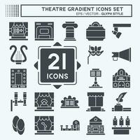 Icon Set Theatre Gradient. related to Entertainment symbol. glyph style. simple design editable. simple illustration vector