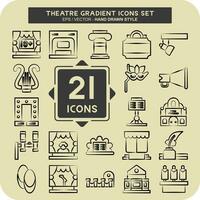 Icon Set Theatre Gradient. related to Entertainment symbol. hand drawn style. simple design editable. simple illustration vector