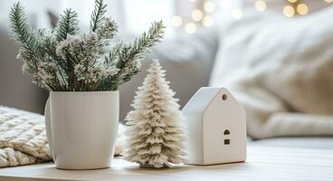 ai generado un acogedor concepto de festivo hogar decoración para Navidad. ai generado foto