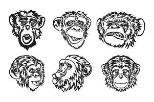 chimpancé cabeza tatuaje diseño vector