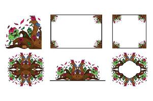 Set Of Fairy and Flora Border Design vector