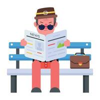 Trendy Reading Newspaper vector