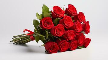 AI generated a bouquet of red roses is shown on a white background photo