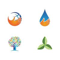 Logos of green Tree leaf ecology vector