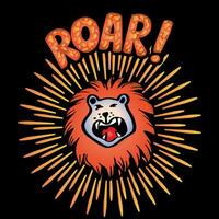 Lion with hand drawn lettering roar. vector