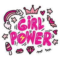 Girl power, hand lettering. vector