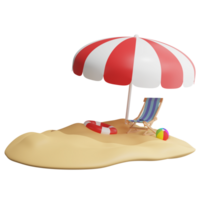 spiaggia clipart piatto design icona isolato su trasparente sfondo, 3d rendere estate e spiaggia concetto png