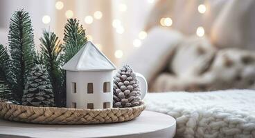 AI generated A cozy concept of festive home decoration for Christmas. AI Generated photo