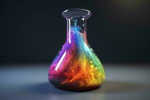 AI generated Close Up of a Science Beaker Filled with Multi Colored Liquids. AI Generative photo