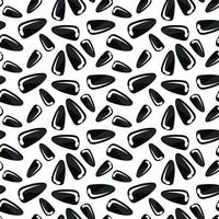 Hand-drawn sunflower seeds. Vector seamless pattern with repeating elements. Monochrome texture of black sunflower seeds