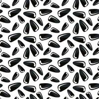 Hand-drawn sunflower seeds. Vector seamless pattern with repeating elements. Monochrome texture of black sunflower seeds