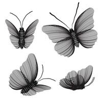 Set of butterflies in sketch style, plain on a white background. Eco-themed design. vector