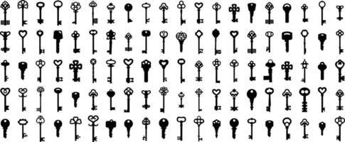 Keys icons vector silhouettes