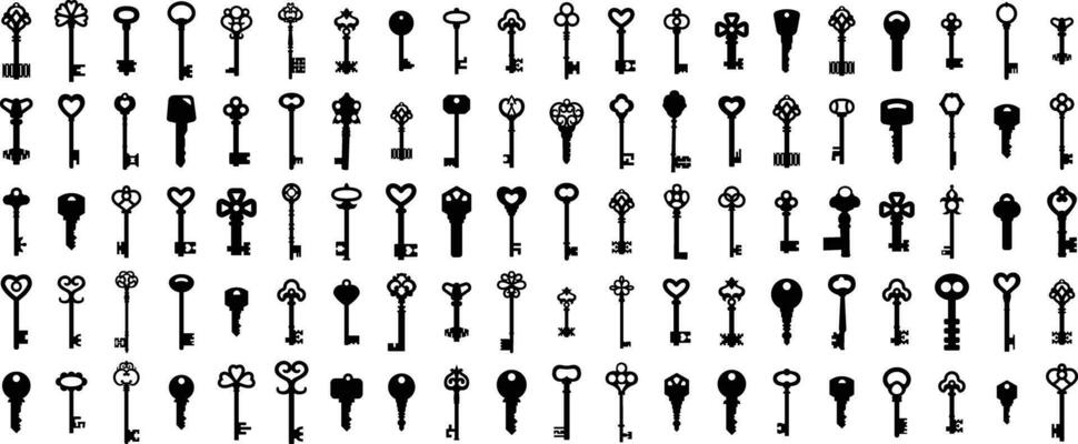 Keys icons vector silhouettes