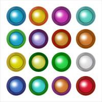 Multi color 3d button icon. Shiny circle badge set. Colorful round, circle buttons set vector