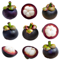 ai generiert frisch Mangostan geschnitten isoliert auf transparent Hintergrund png