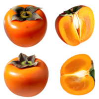 AI generated Persimmon fruit sliced isolated on transparent background png