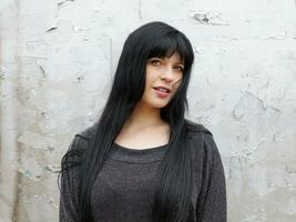 woman with long black hair photo