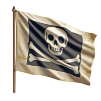 ai generado bandera de alegre Roger pirata en transparente antecedentes png