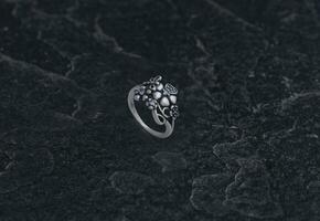 Silver Ring Indian jewellery also know as jewellery, jewel or jewellery on dark background photo